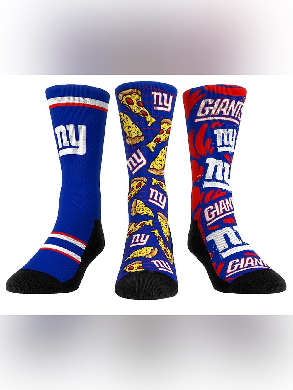 $65 New York Giants Rock Em Socks Fan Favorite Three-Pack Crew Sock Set Sz. L/XL